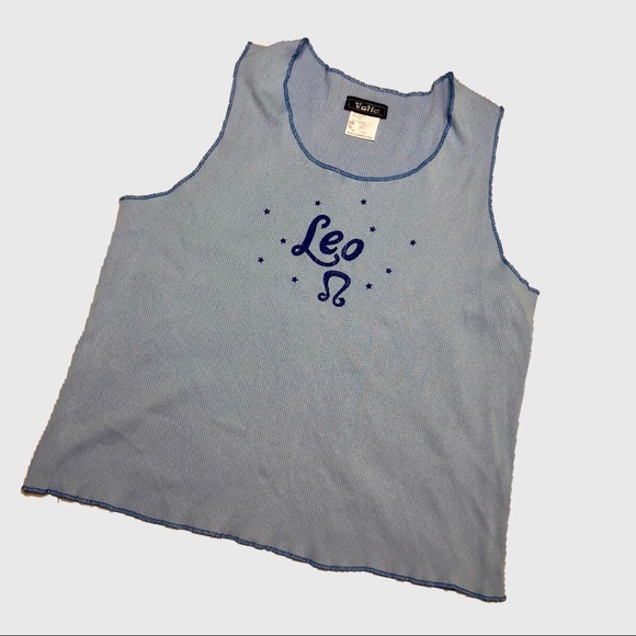 Y2K Leo zodiac glittery pastel blue tank top! - Picture 1 of 4